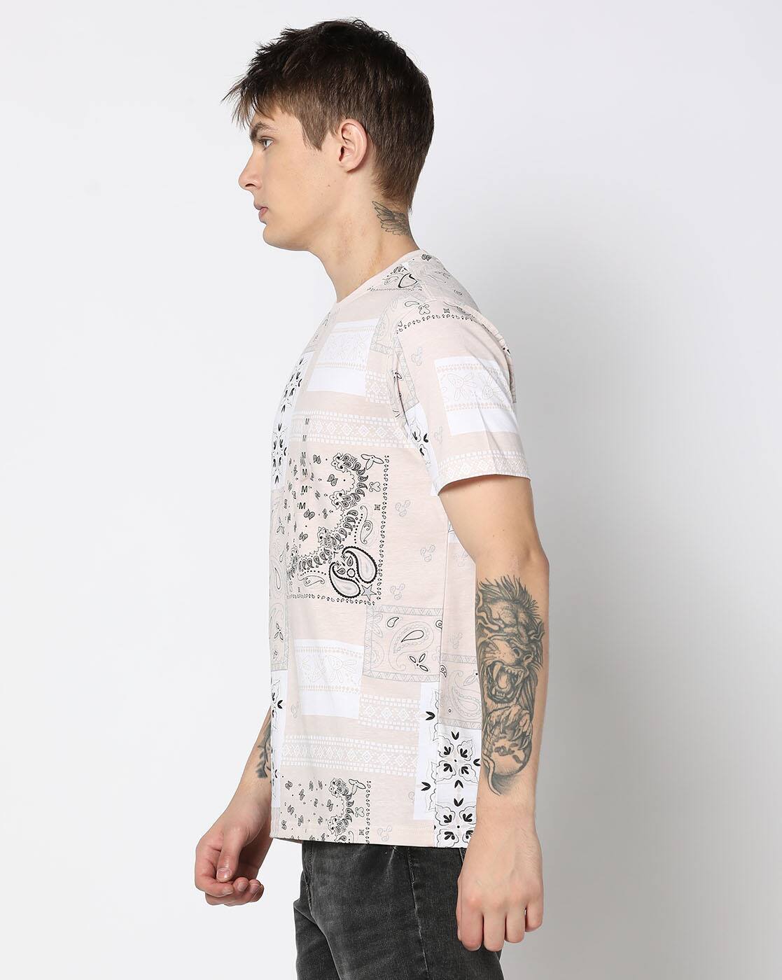 beige AOP TShirt Apr 24, BEIGE