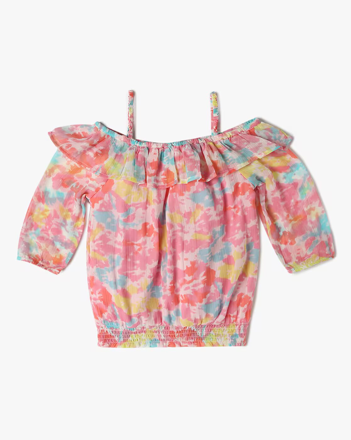 SLEEVE STRAP PRINTED TOP, MULTI