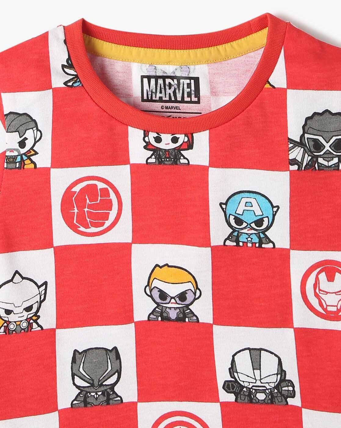 MARVEL CHECKS TEE, RED, 12-18M