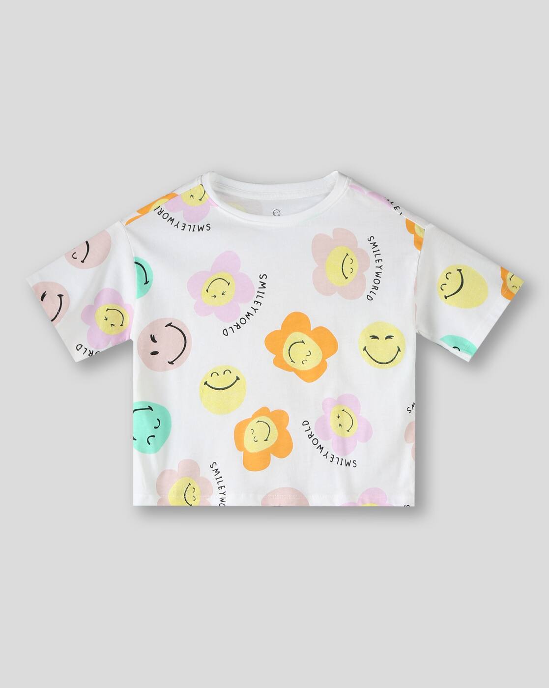 Smiley AOP Tshirt, WHITE