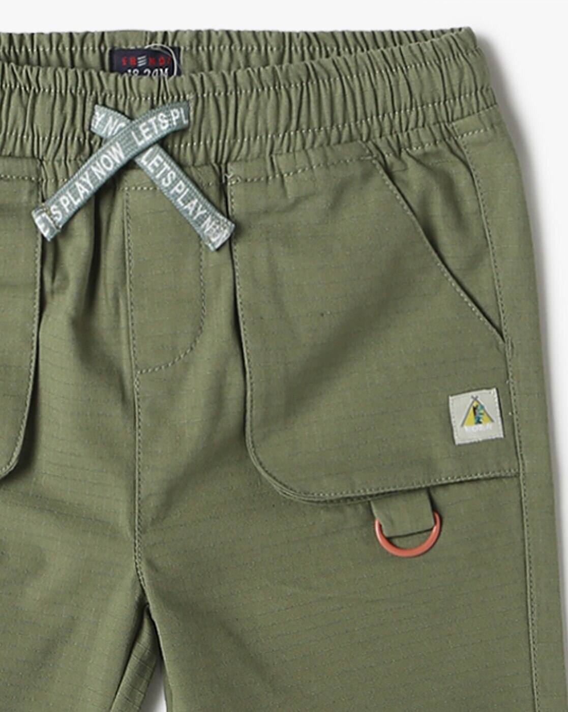 PLEATS AT KNEE SOLID PANT, OLIVE