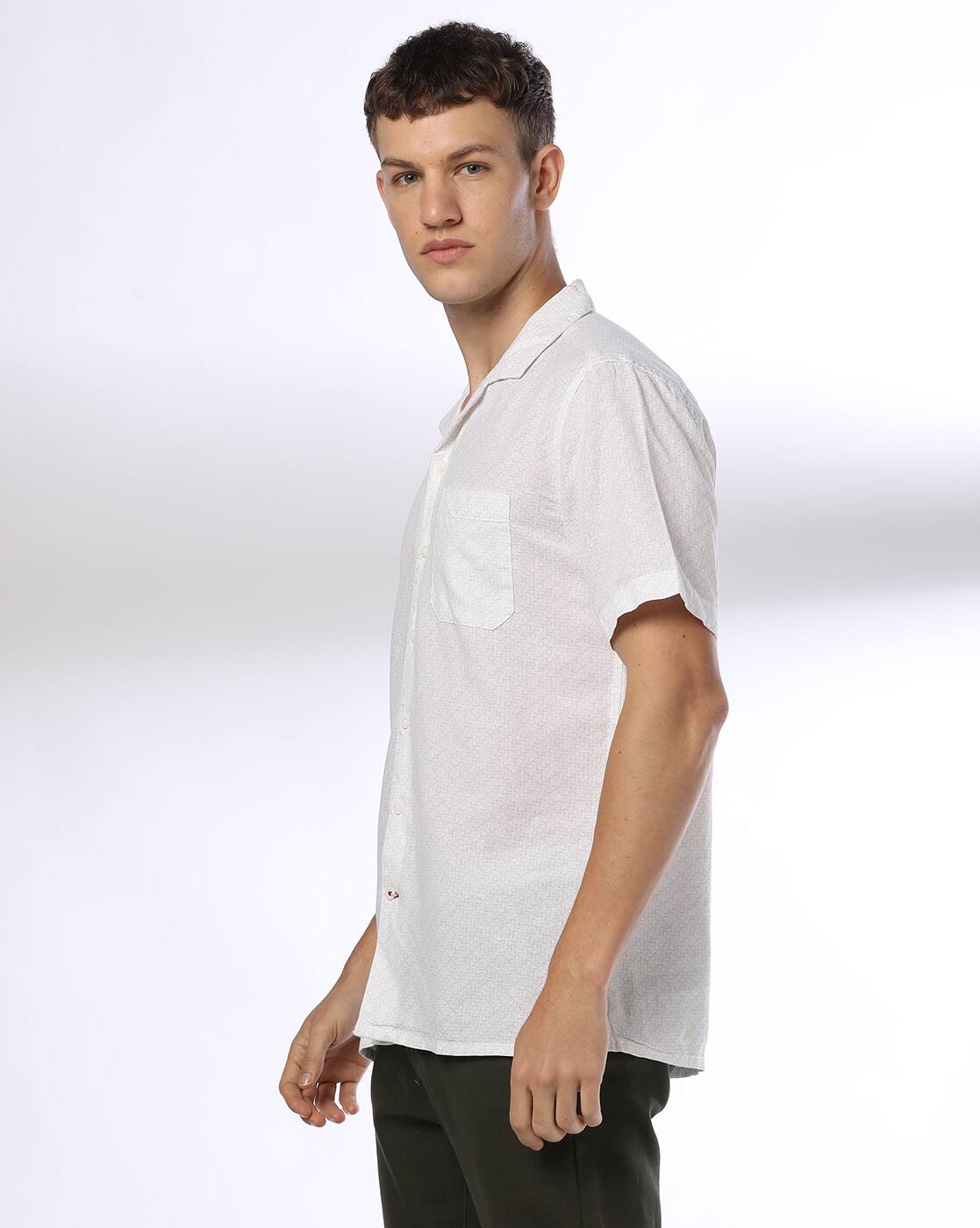 RESORT SHIRT WO BAND, KHAKI