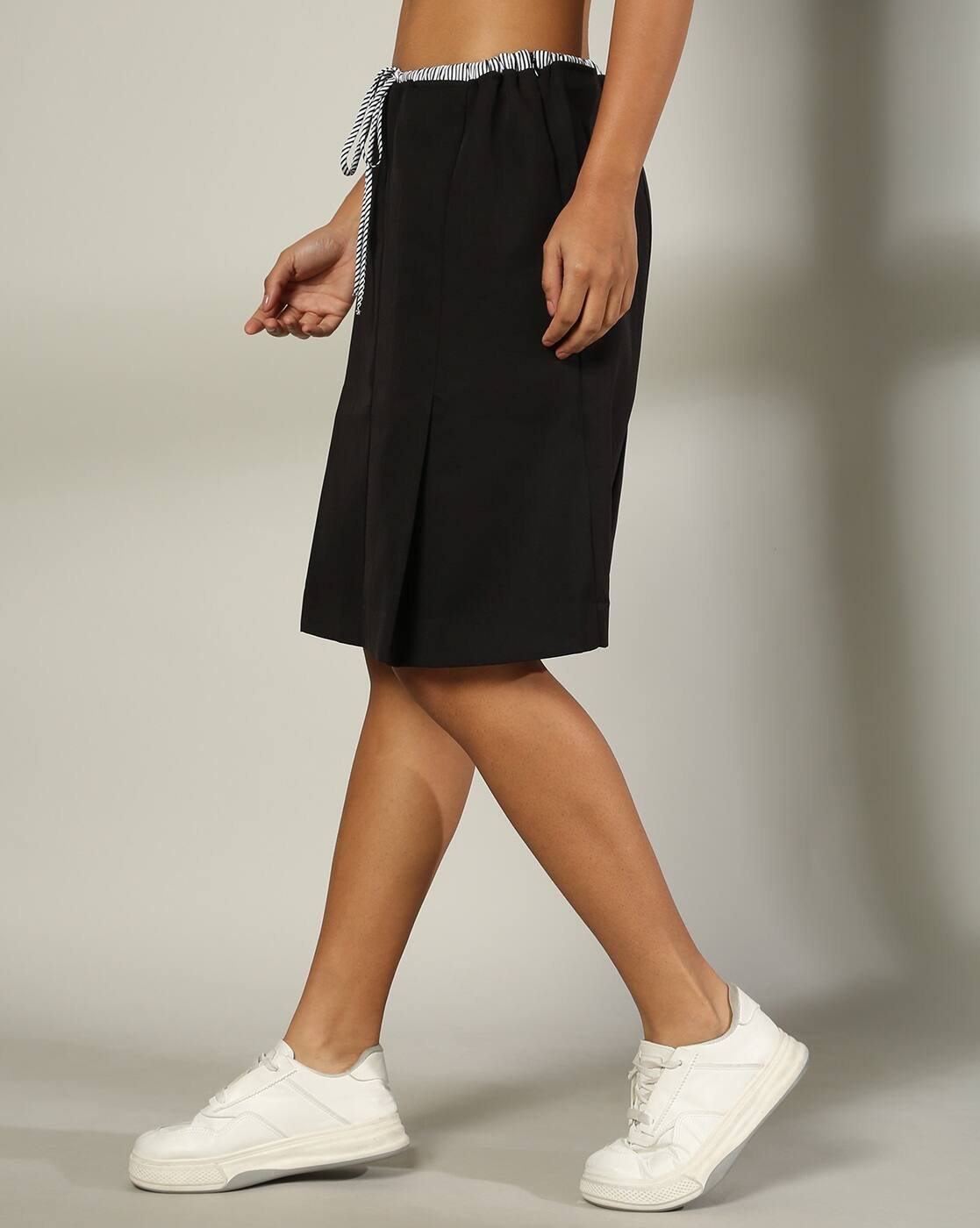 CONTRAST SKIRT, BLACK, M