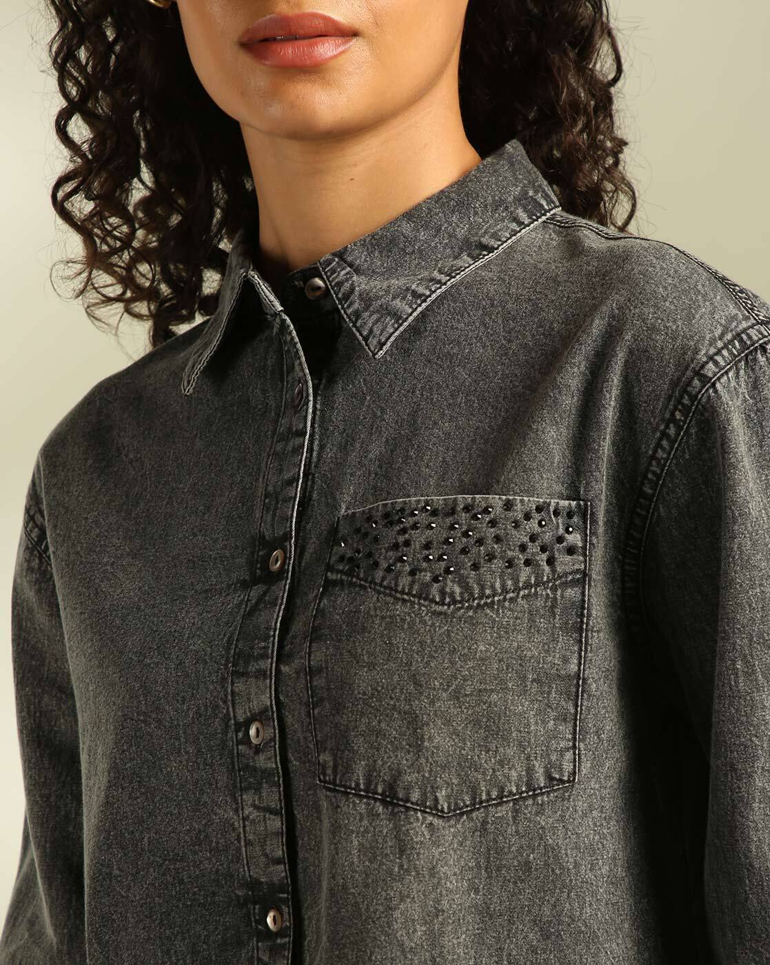 DENIM SHIRT, GREY