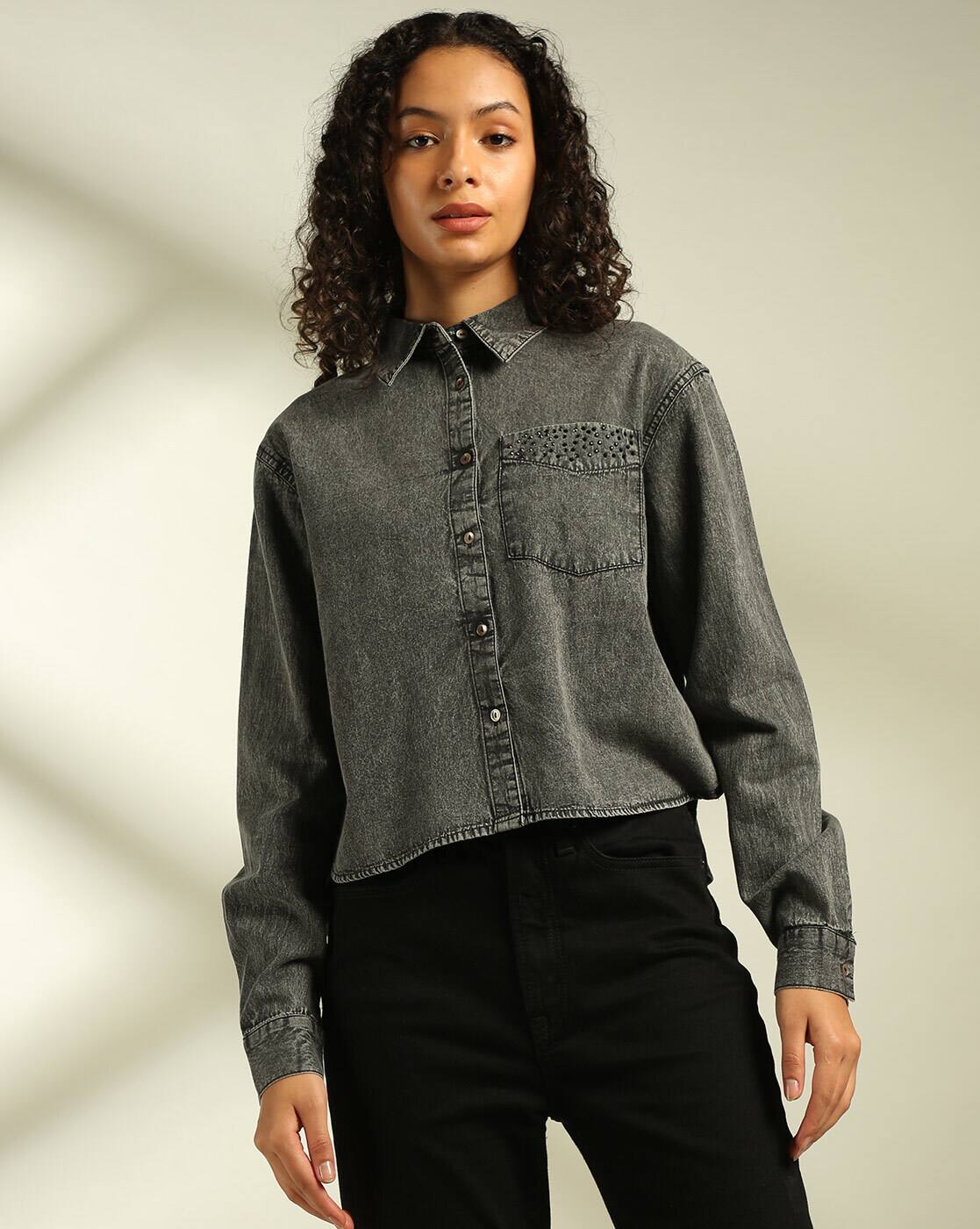 DENIM SHIRT, GREY
