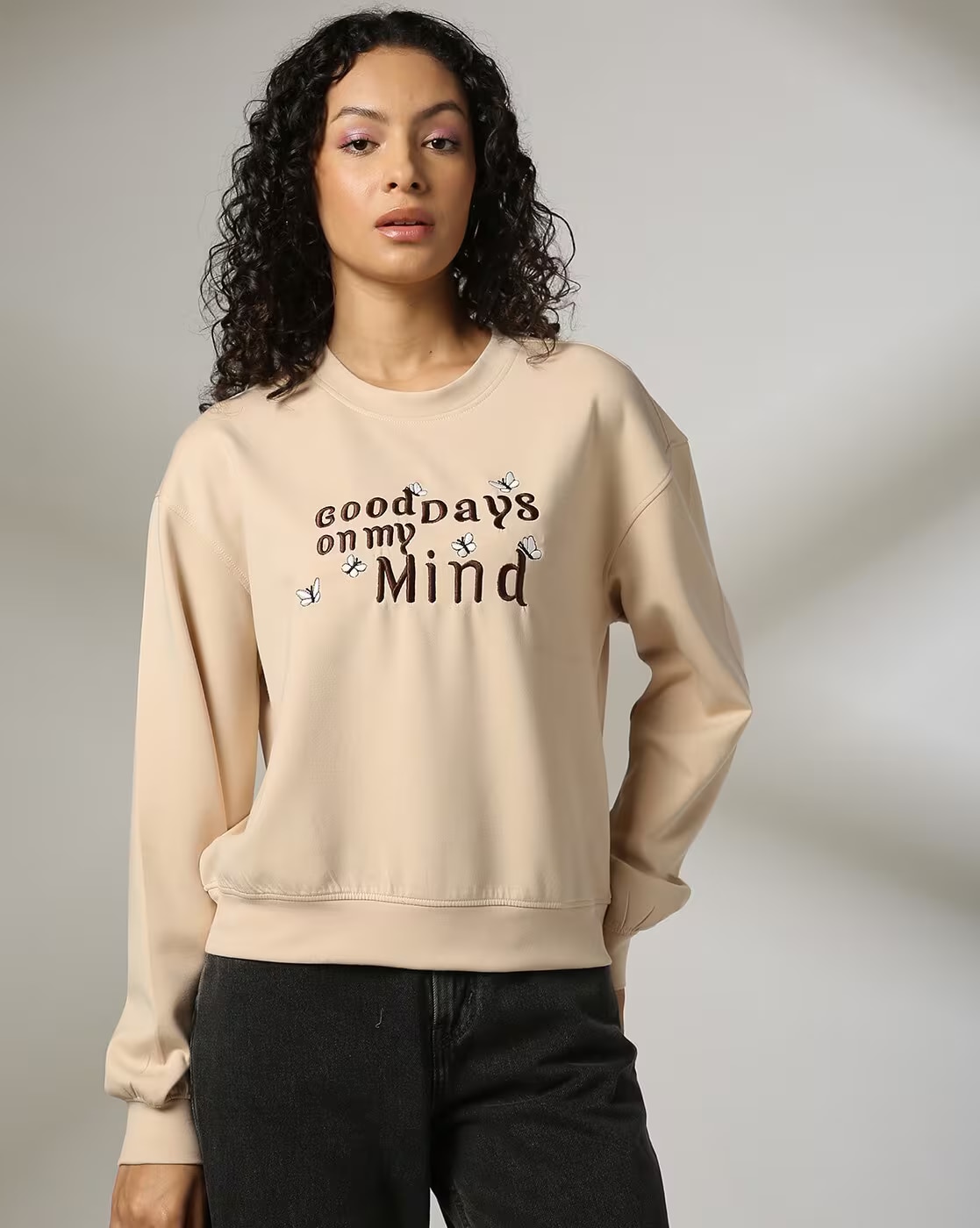 SWEATSHIRT, BEIGE, S