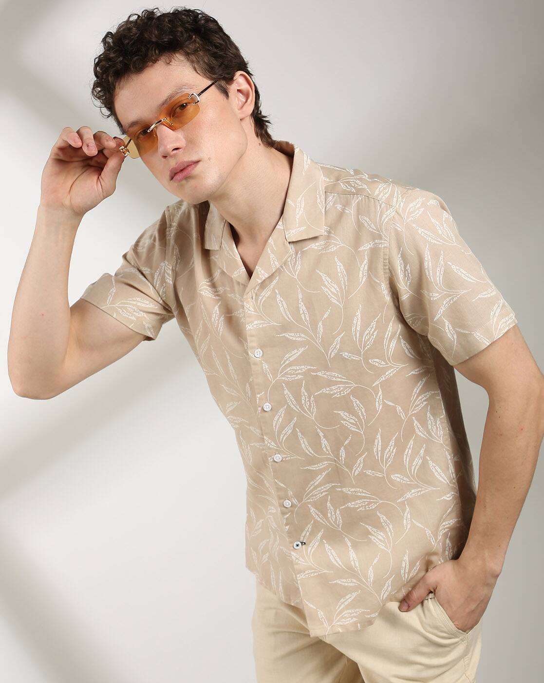 RESORT SHIRT W/O BAND, KHAKI