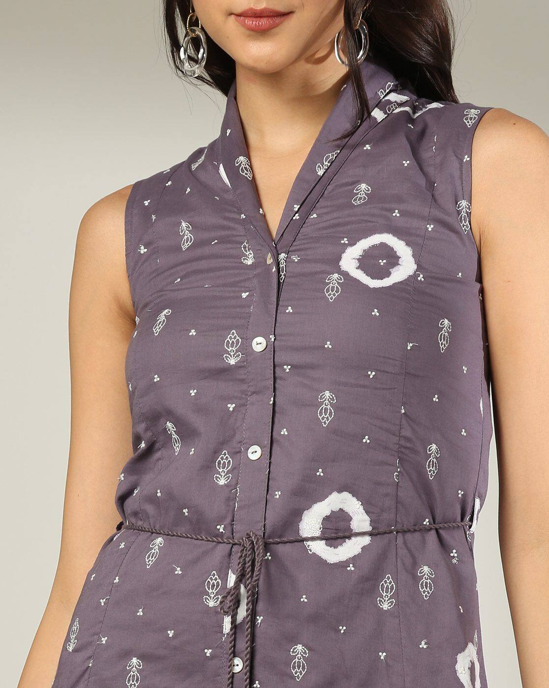 COLLARED SLEEVELESS DRESS, Mauve, S
