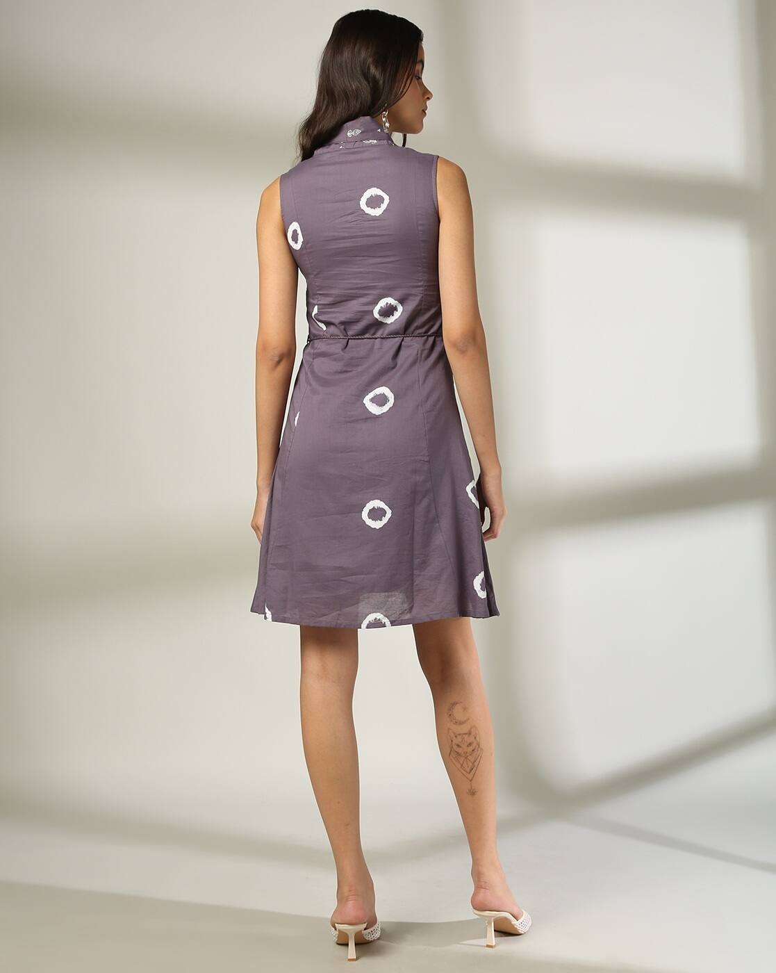 COLLARED SLEEVELESS DRESS, Mauve, S