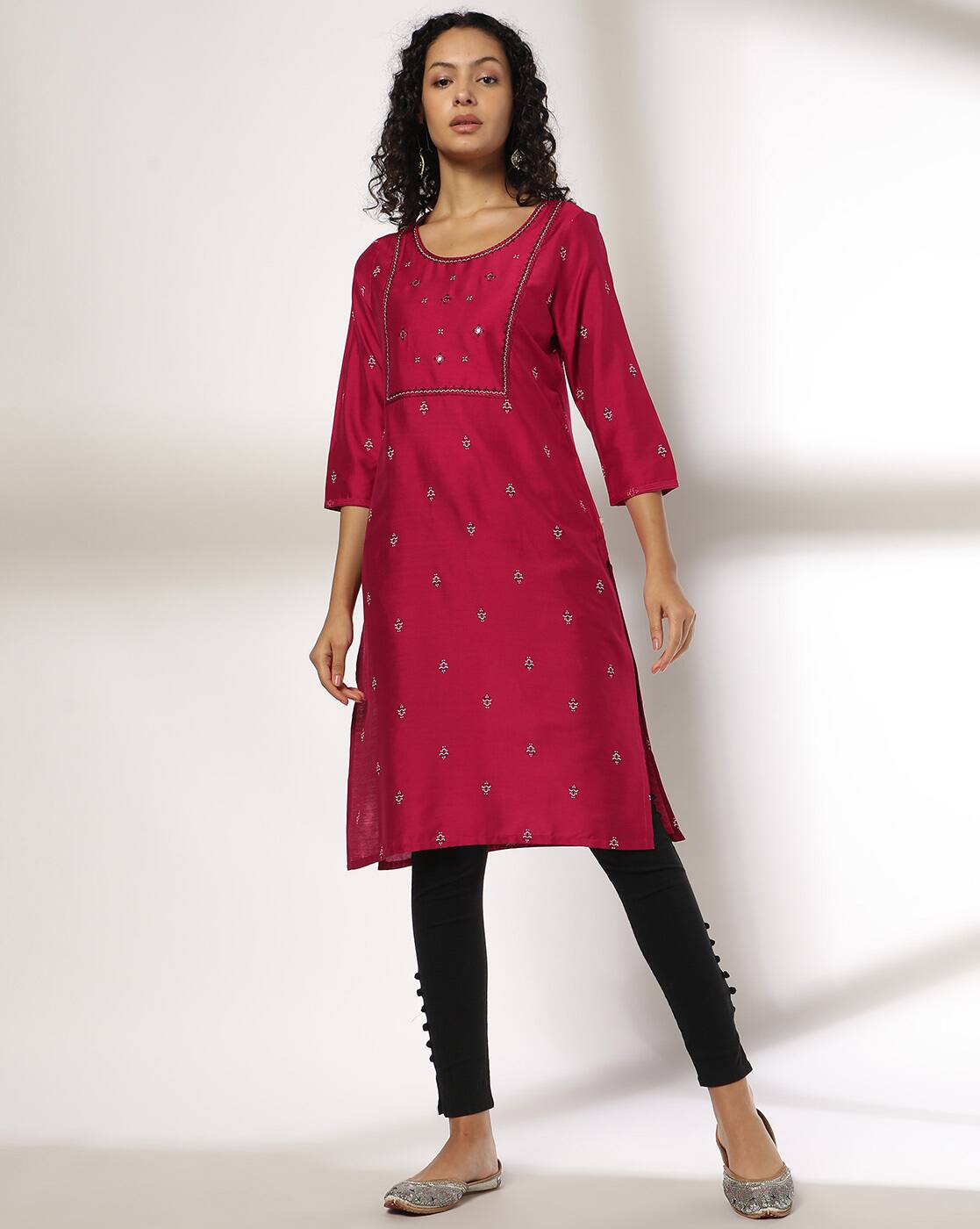 Yoke Mirror Embroidery, MAGNTA/FUSHA