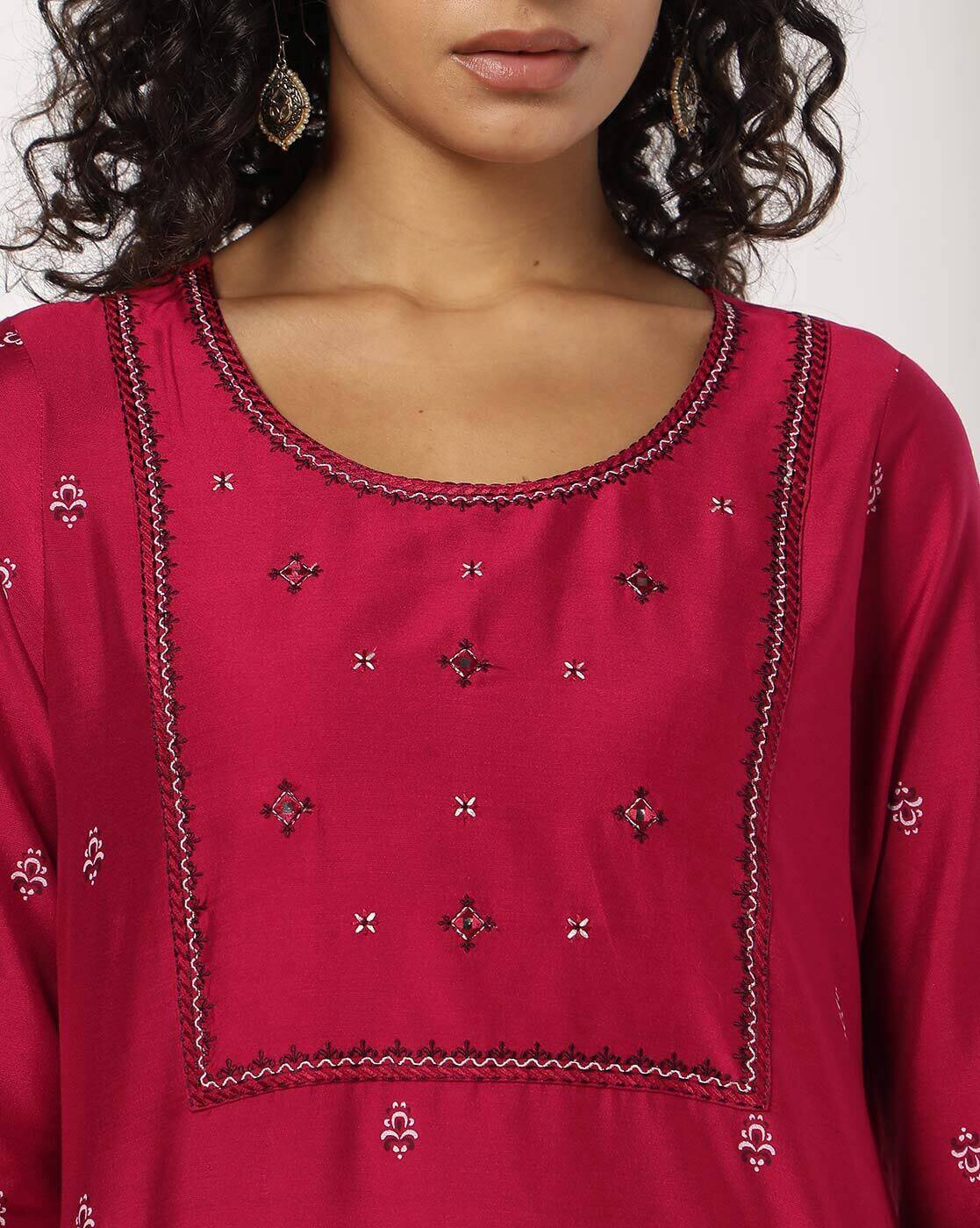 Yoke Mirror Embroidery, MAGNTA/FUSHA