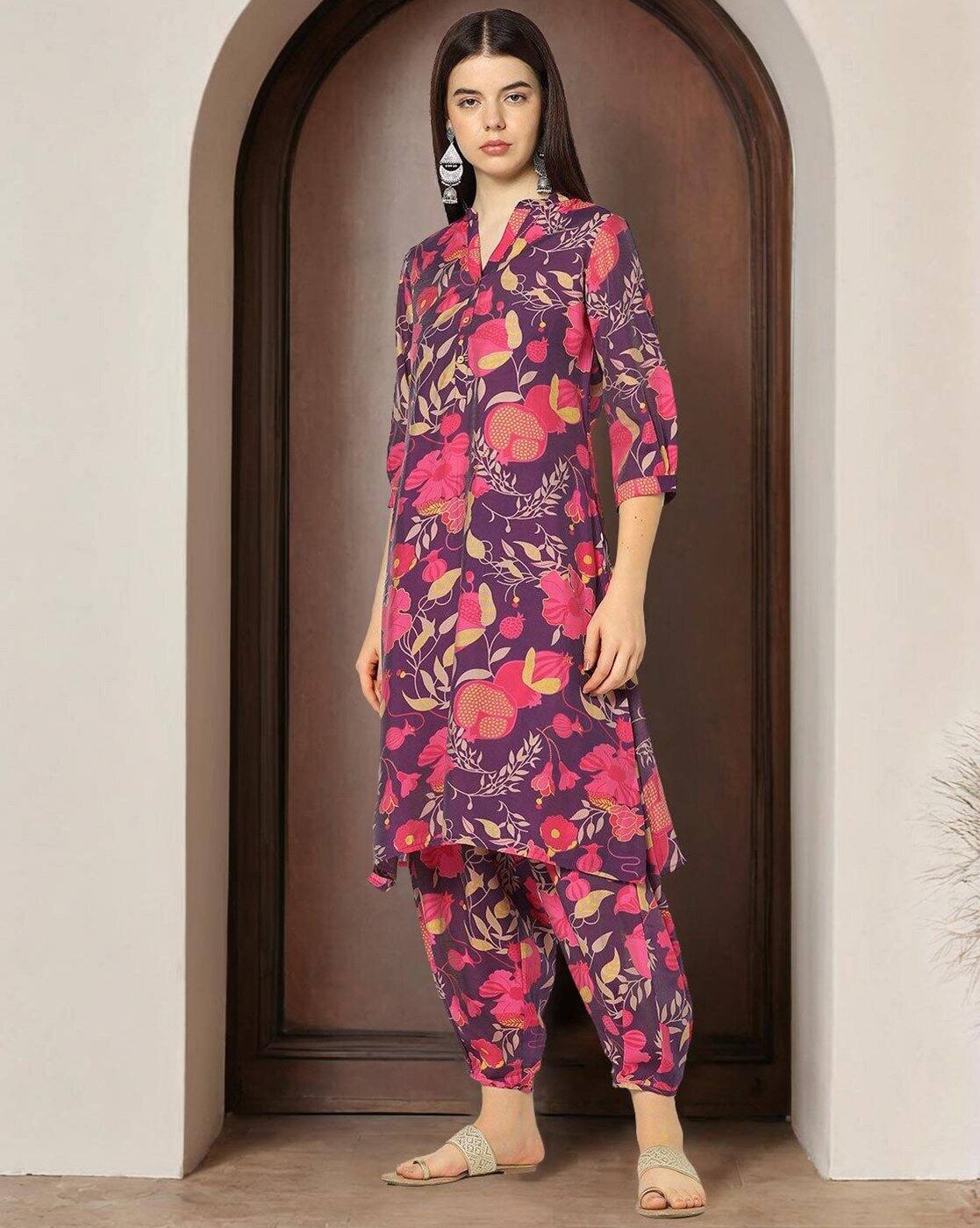 PRINTED CO ORD SET, PURPLE