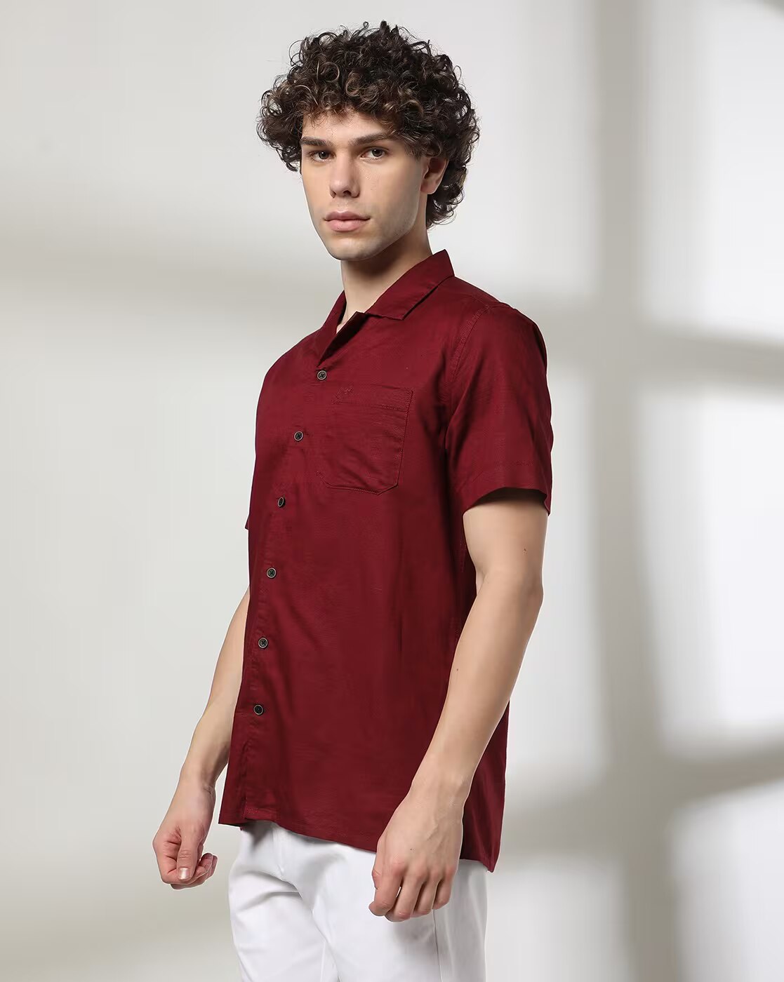 RESORT SHIRT WO BAND, MAROON