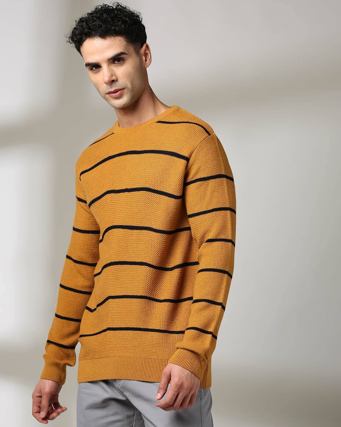 STRIPER SWEATER, MUSTARD, M