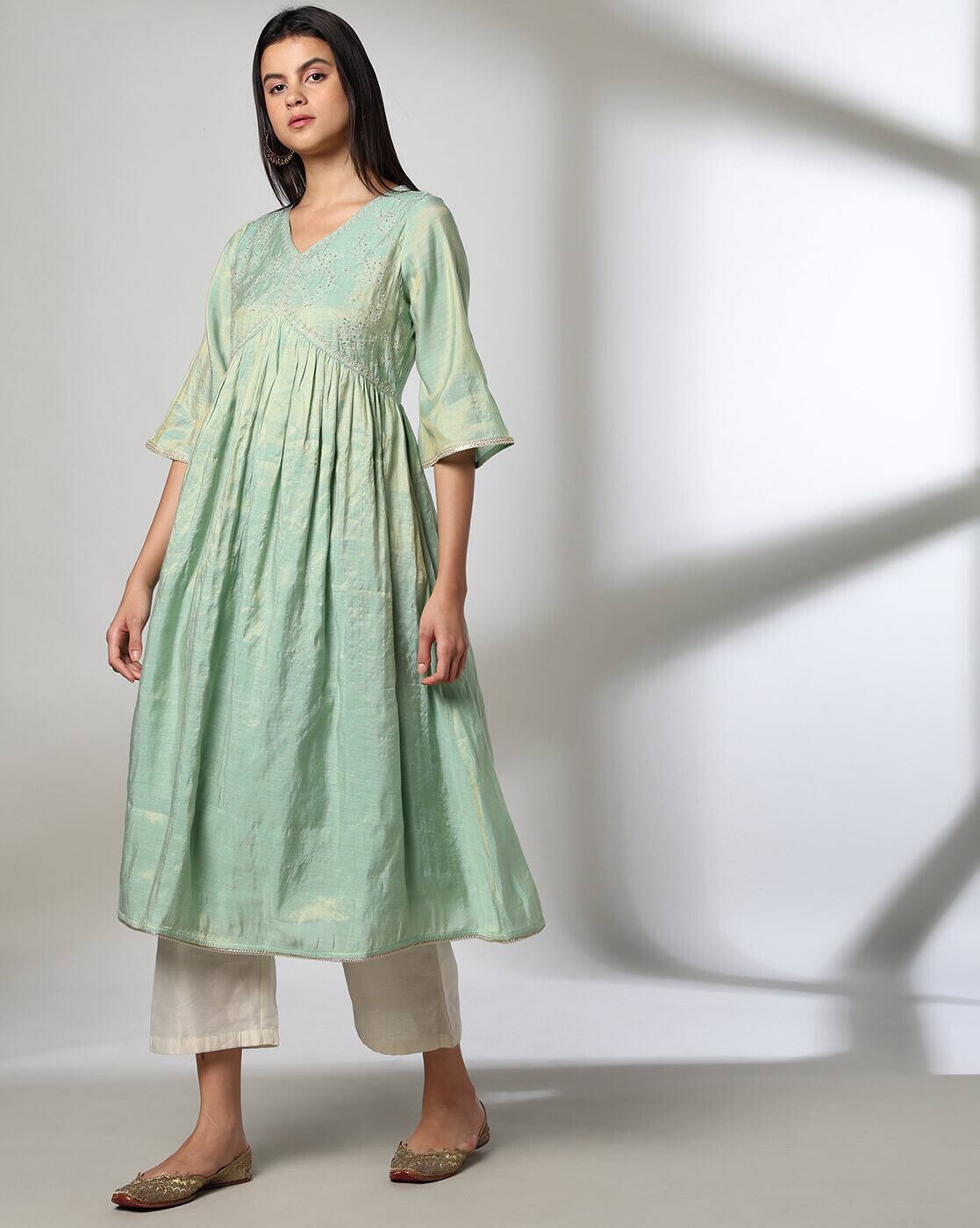 ALIA CUT KURTA, AQUA