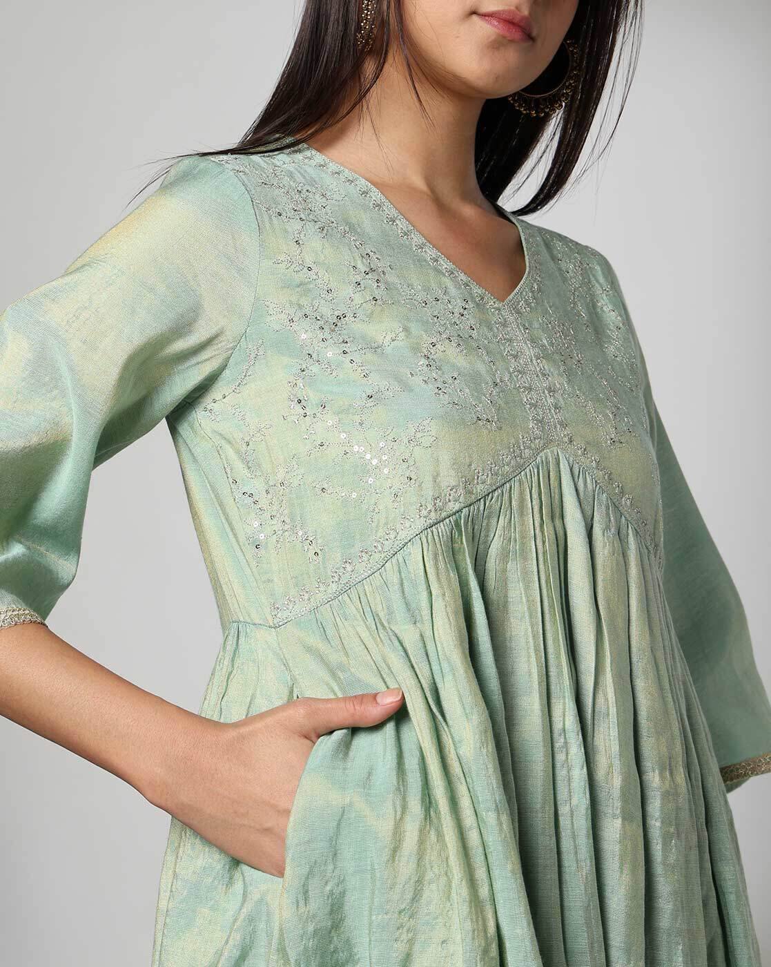 ALIA CUT KURTA, AQUA