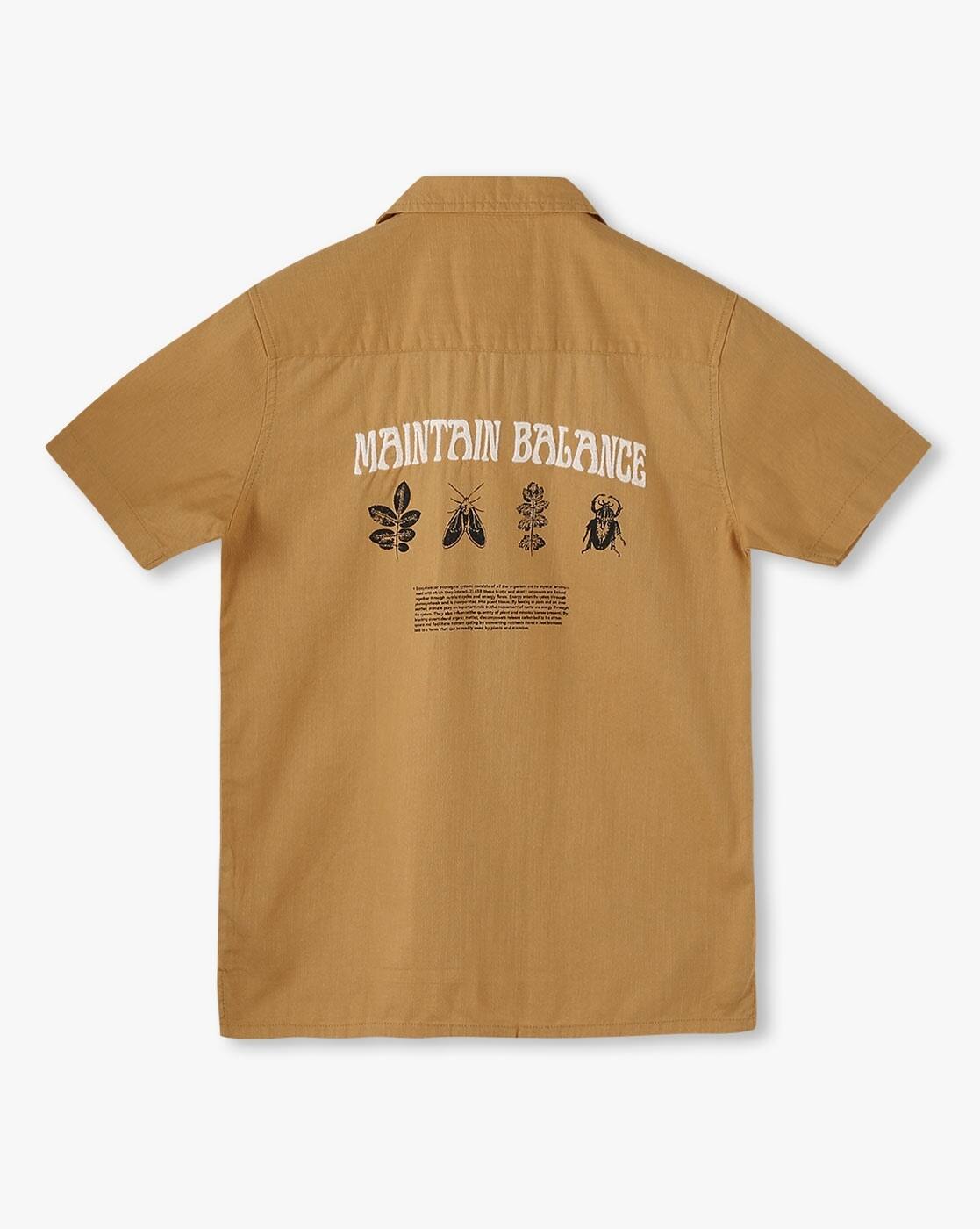 Solid shirt with back p, MUSTARD, 11-12Y