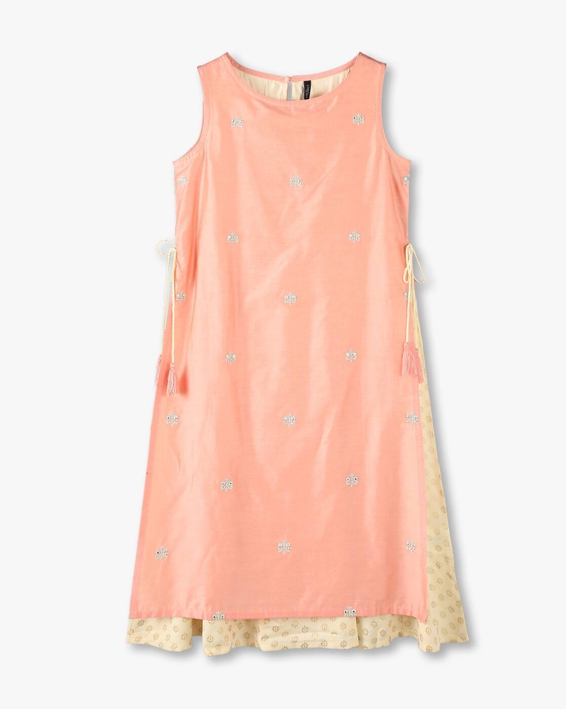 Sleeveless Layered Dress, PEACH