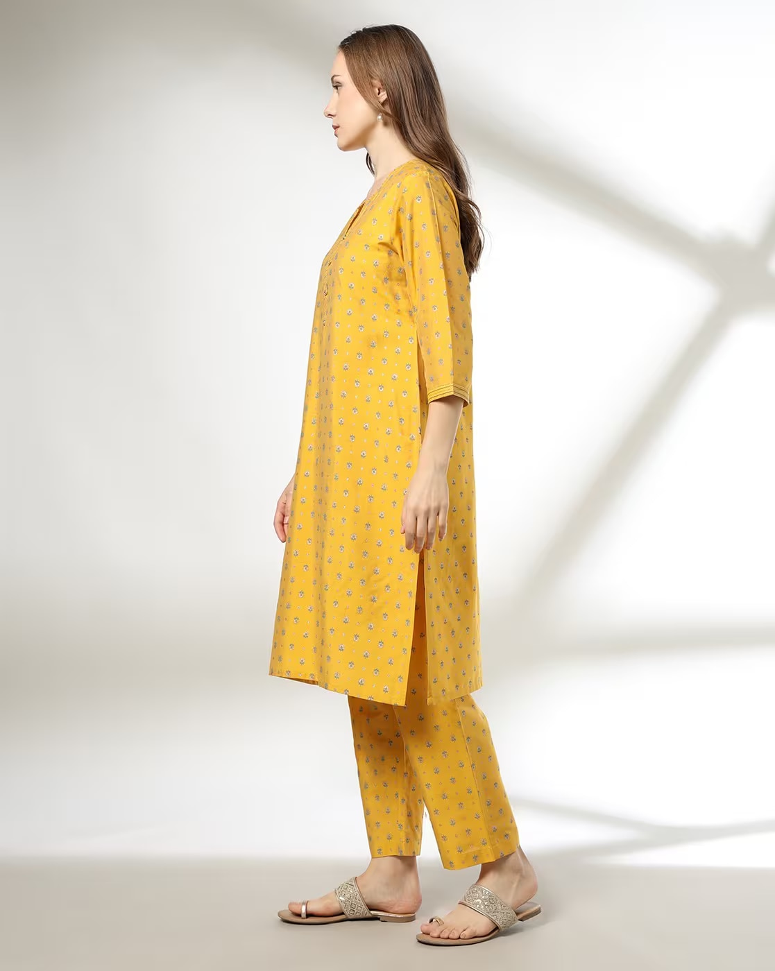 PIPING BODY GLITTER AOP SET, MUSTARD, M