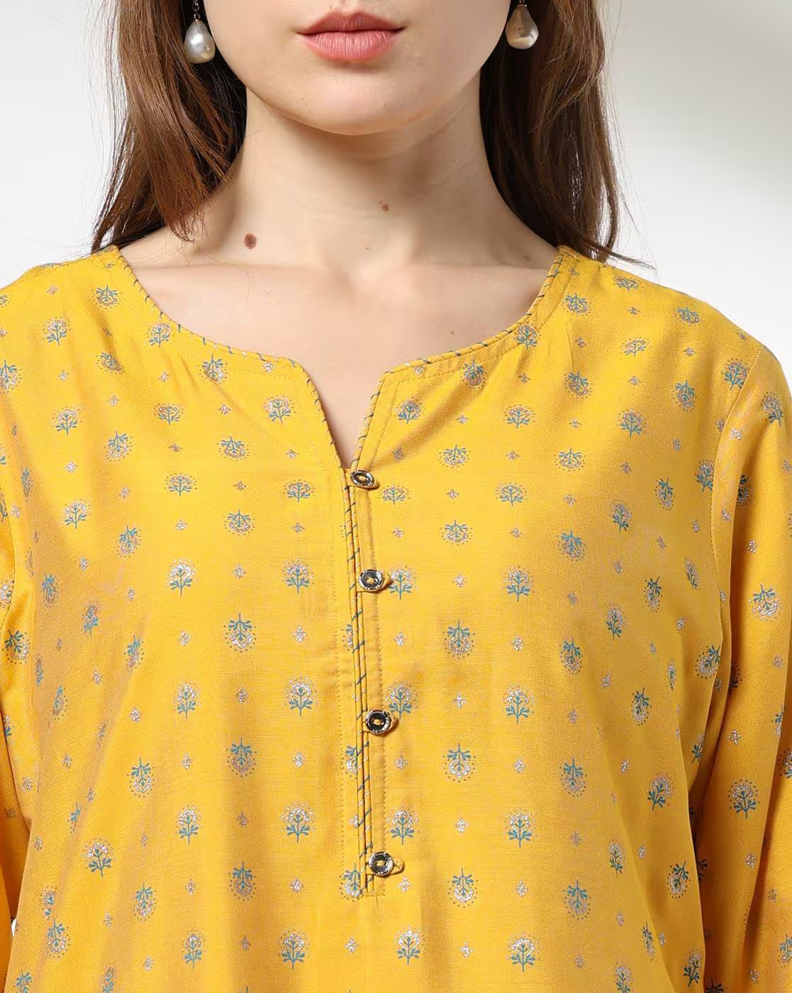 PIPING BODY GLITTER AOP SET, MUSTARD, M