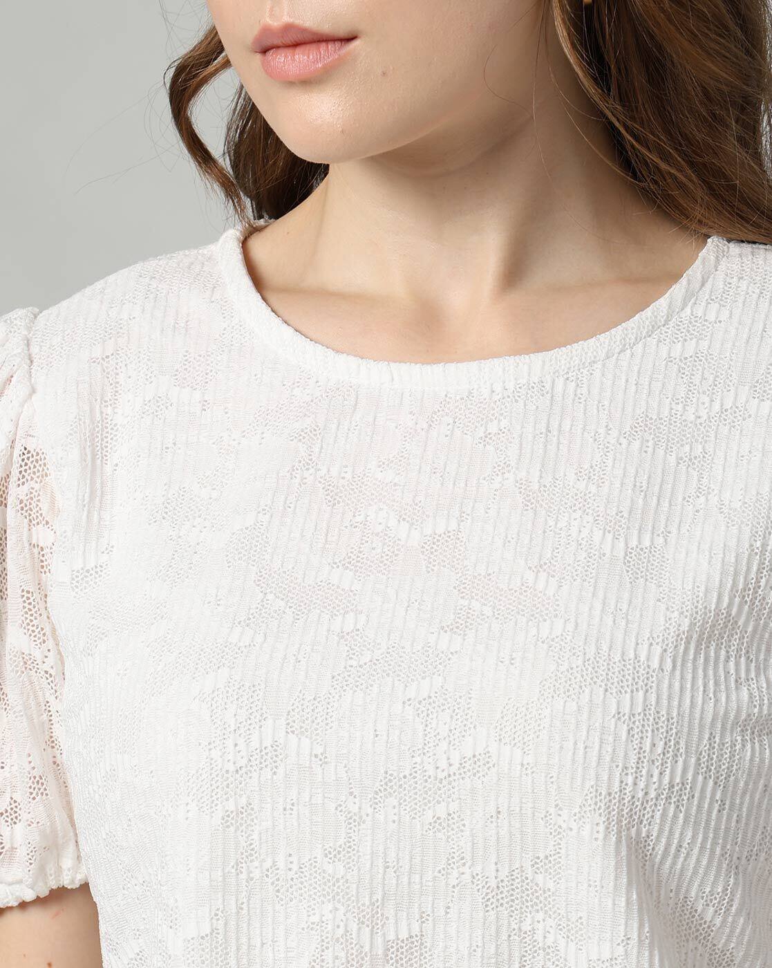 Puffy sleeve blouse, OFF WHITE, M
