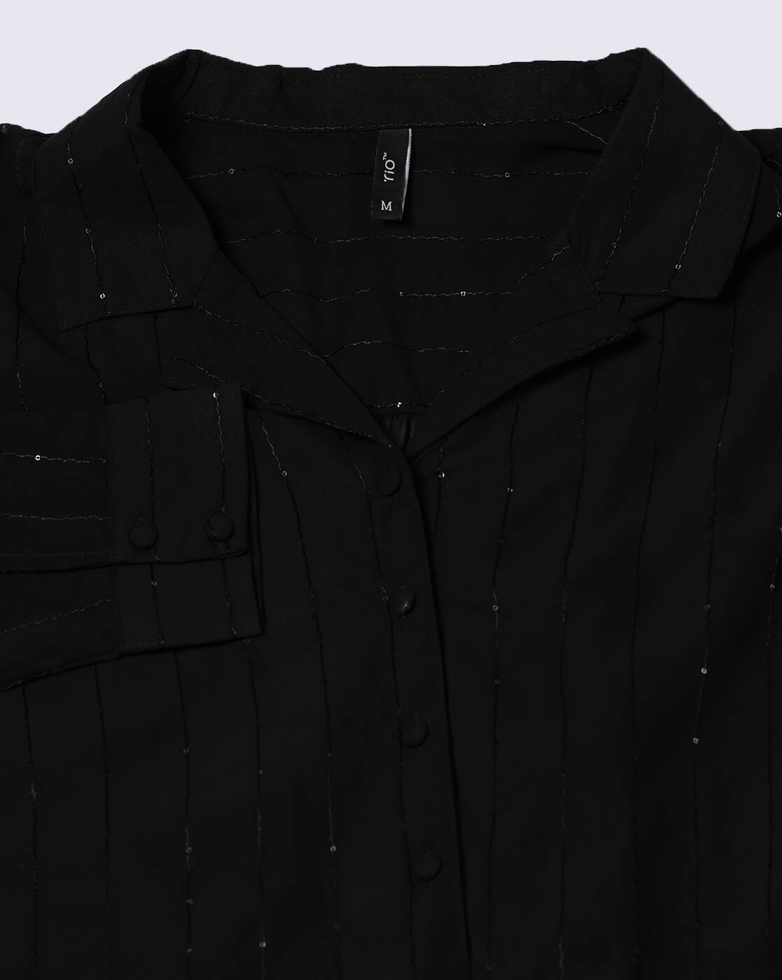 SEQUIN SHIRT, BLACK, L