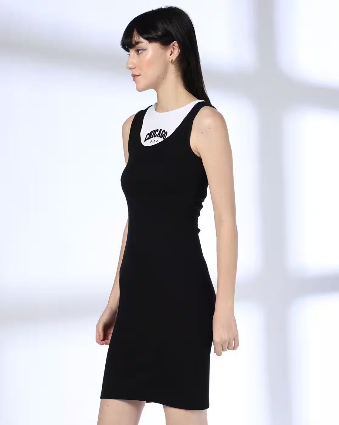 TWOFER DRESS, JET BLACK, XS
