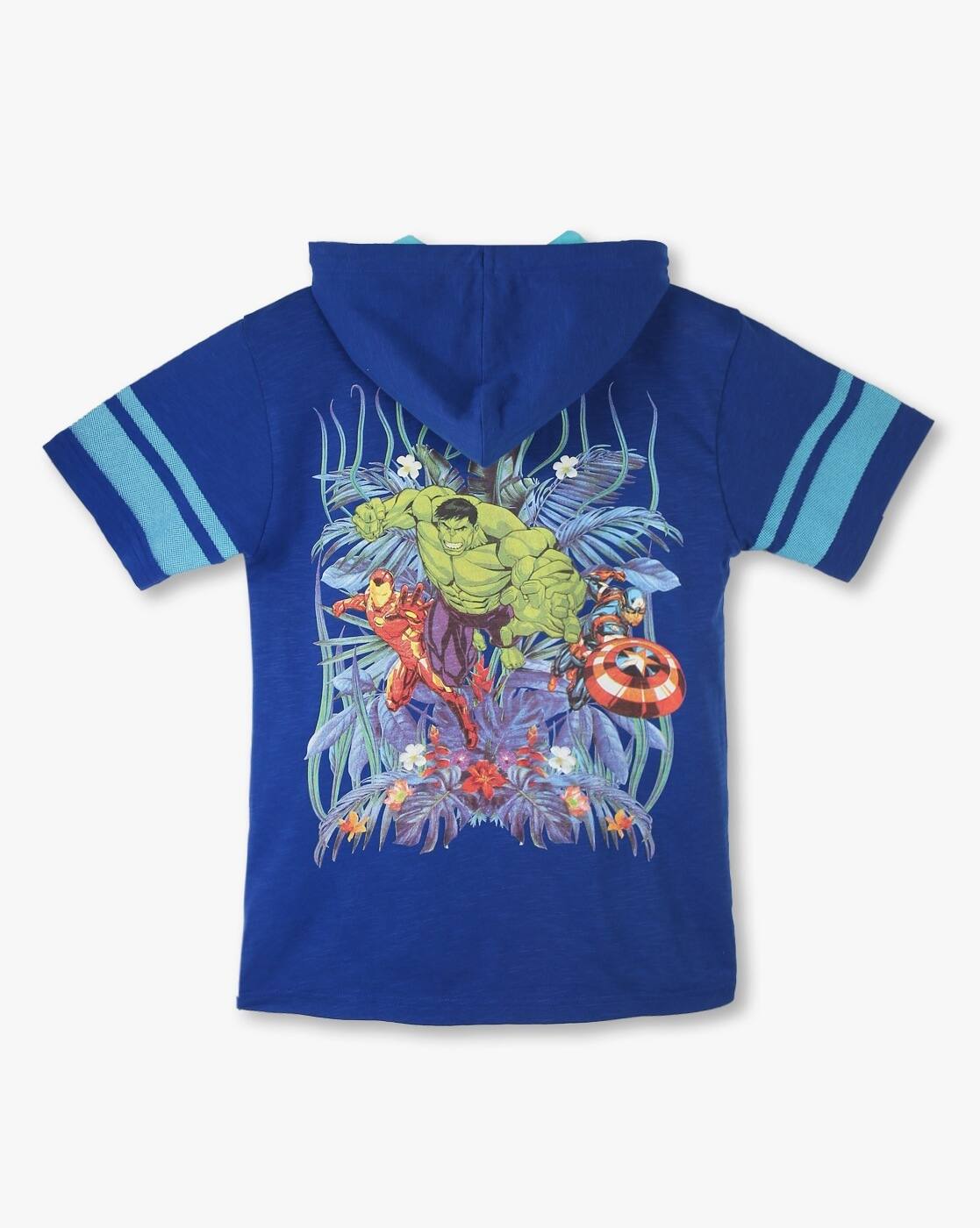 TEE WITH MESH PECING, BLUE