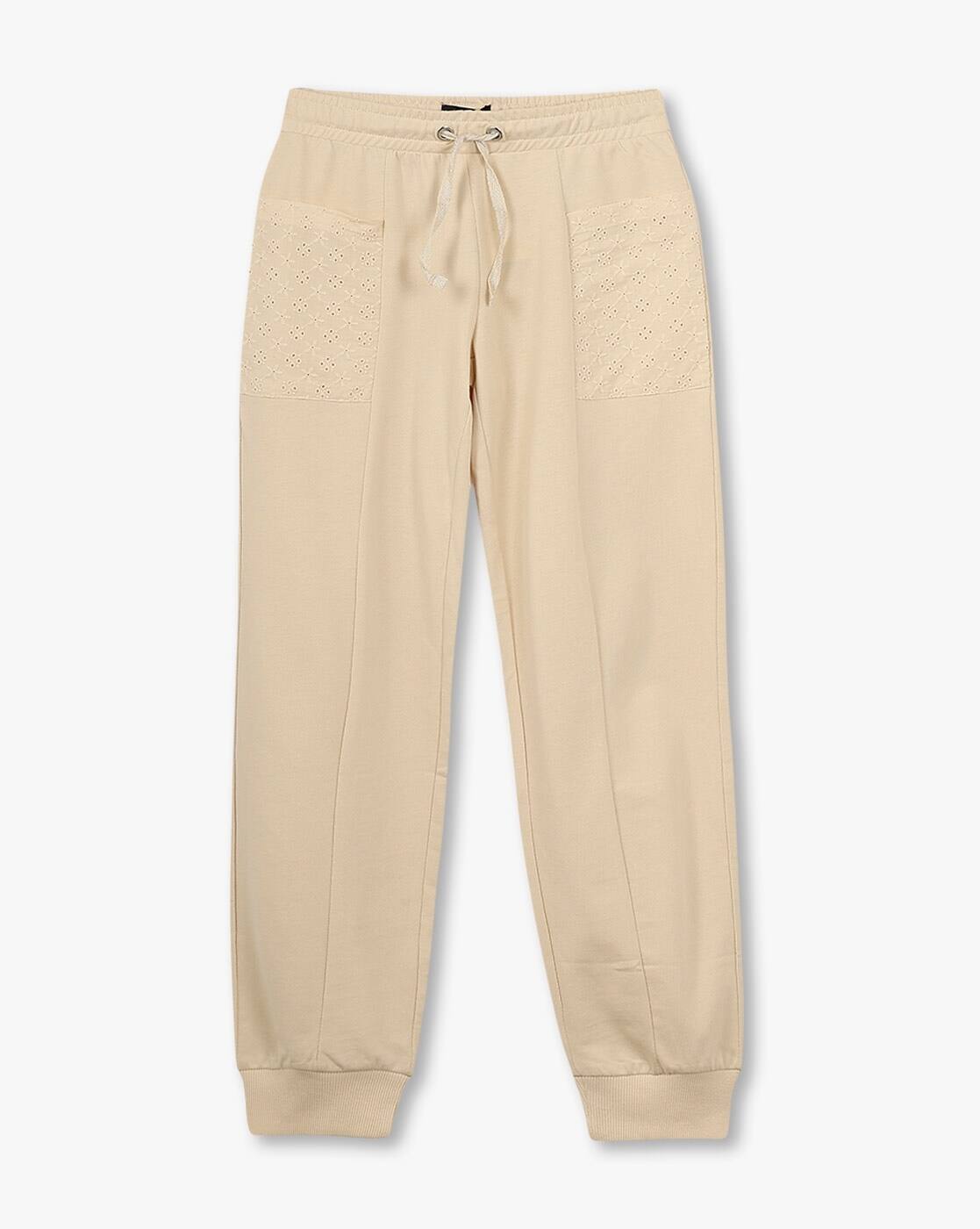Jogger w schiffli pocket, BEIGE, 13-14Y