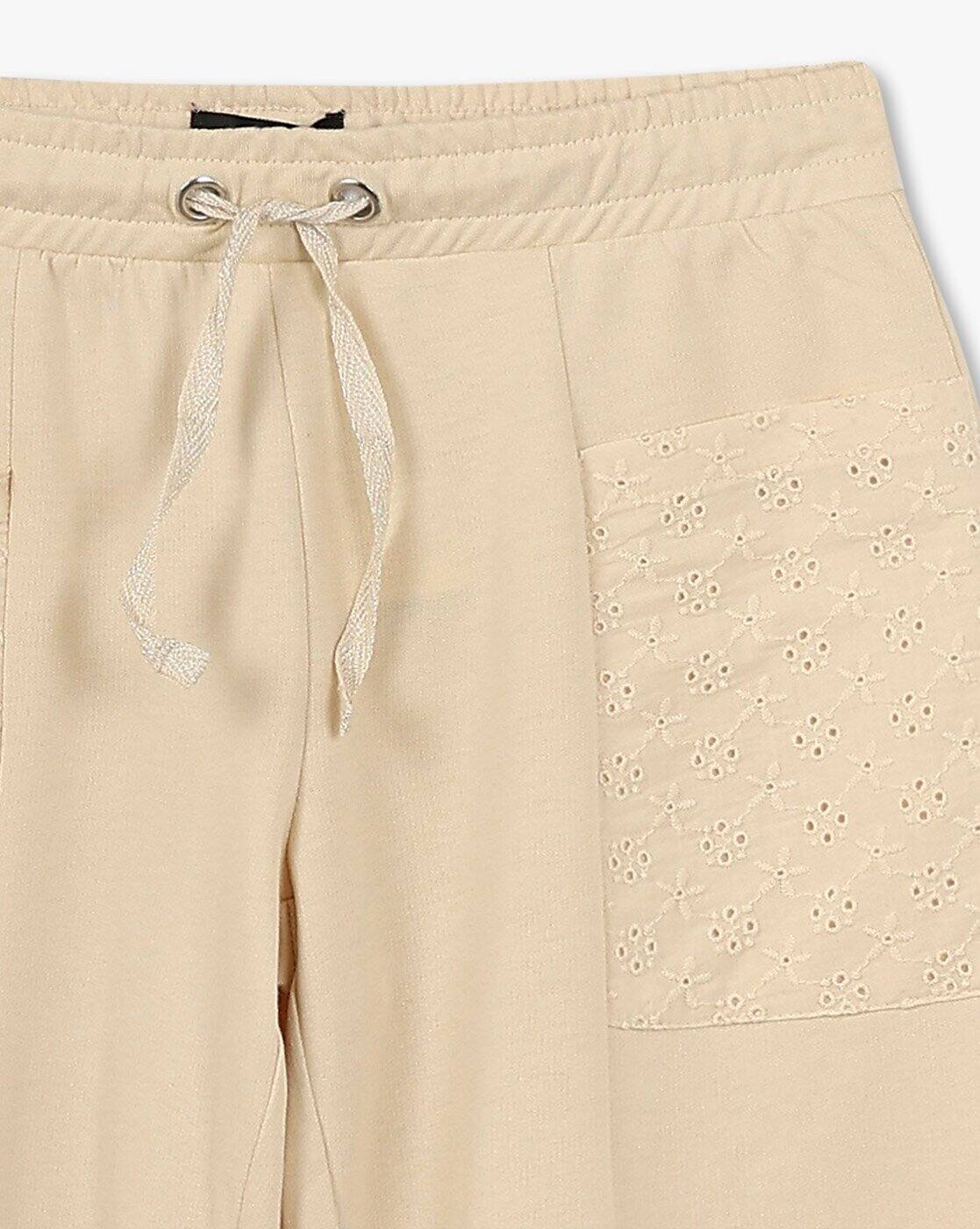 Jogger w schiffli pocket, BEIGE, 13-14Y