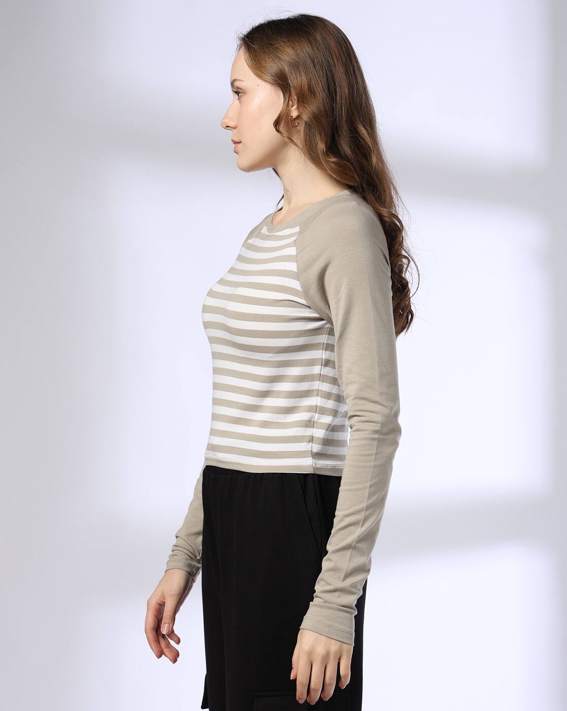 FULL SLEEVES STRIPED RAGLAN TO, GREY, XL