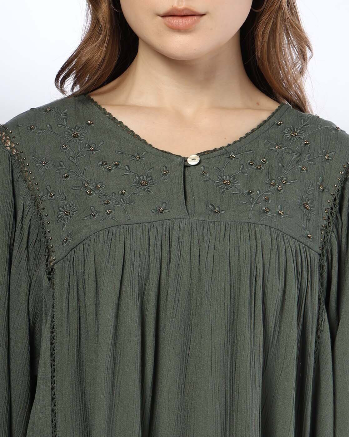 Short tiered dress, OLIVE, S