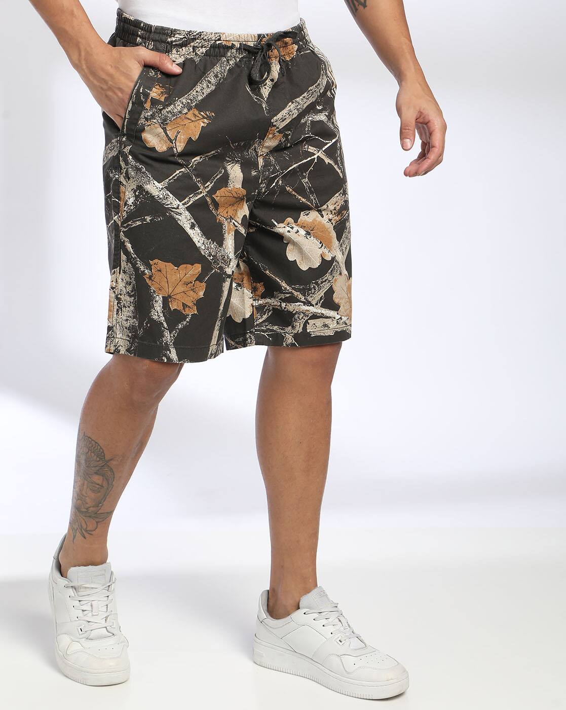 Printed pull up shorts, GREY, 28