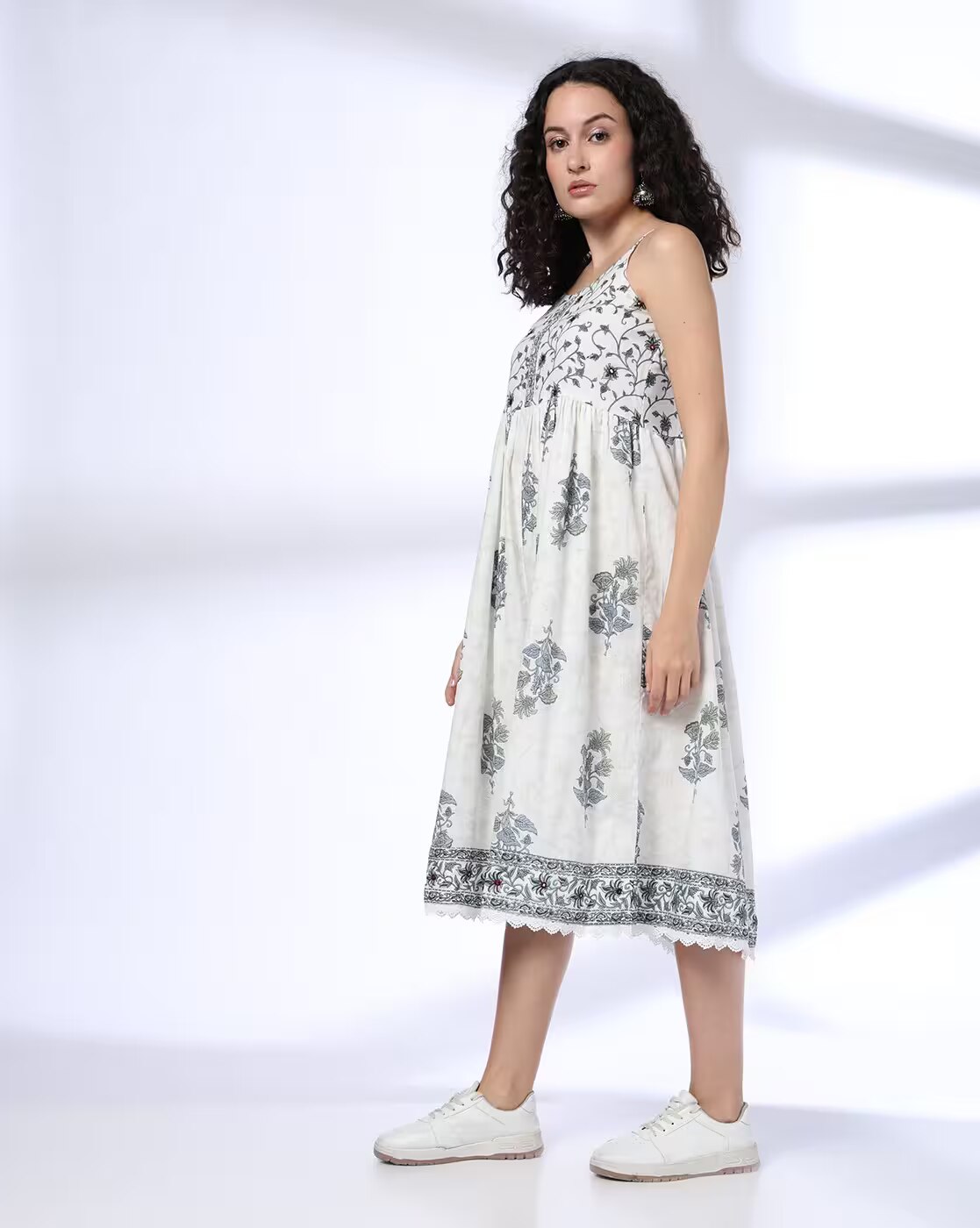 strappy floral dress, ECRU, XL