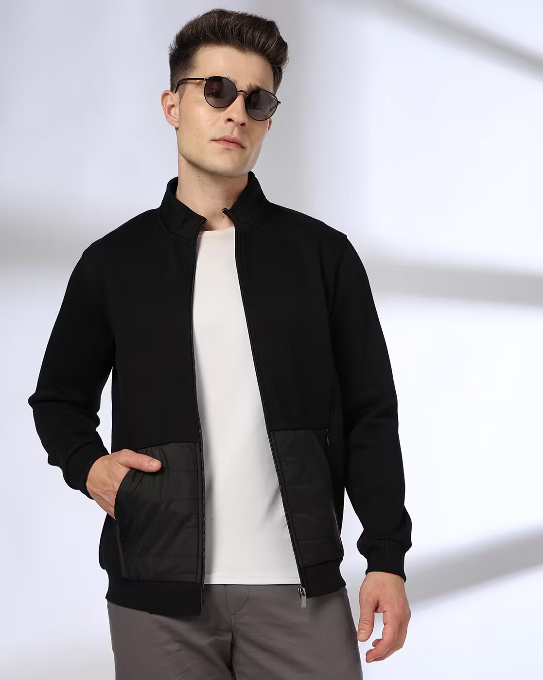 HIGH NECK SWEATSHIRT KANGA, JET BLACK, M