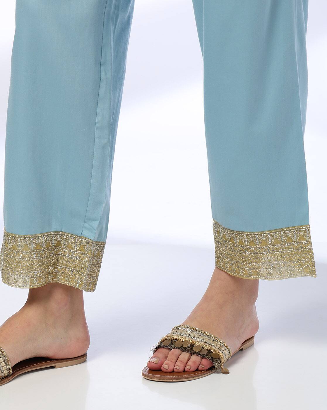 BLUE TISSUE KURTA SET, AQUA, M