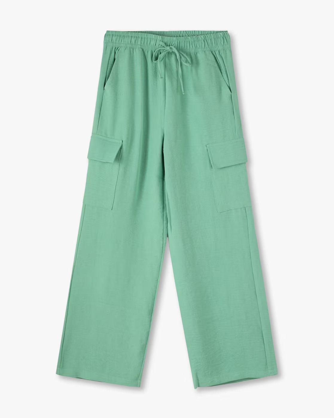 FLARE PANTS W POCKETS, GREEN, 13-14Y