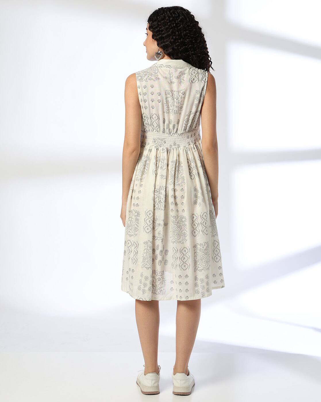Shirt collared dress, OFF WHITE