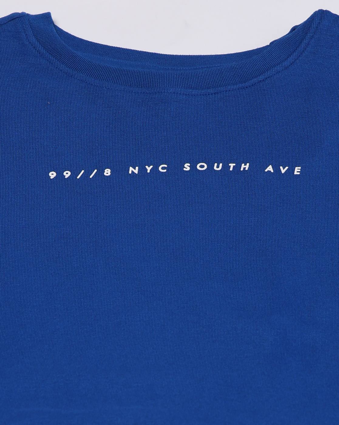 GRAPHIC FITTED TEE, MEDIUM BLUE