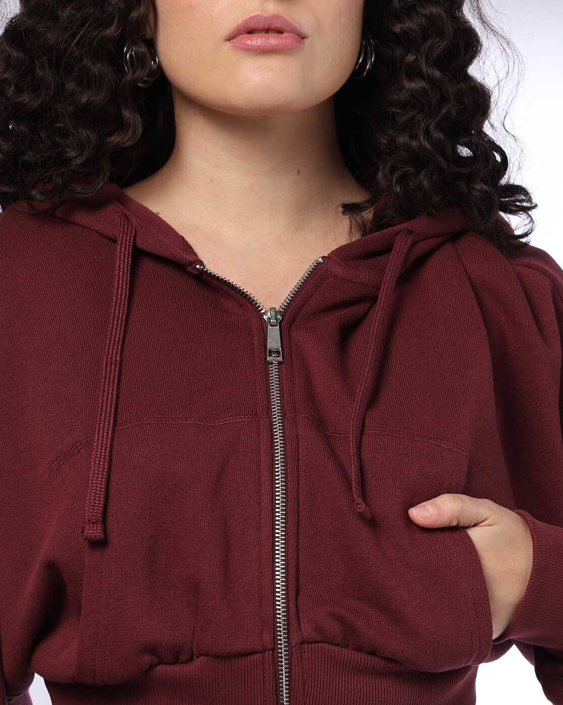 ZIP UP HOODIE TOP, RED