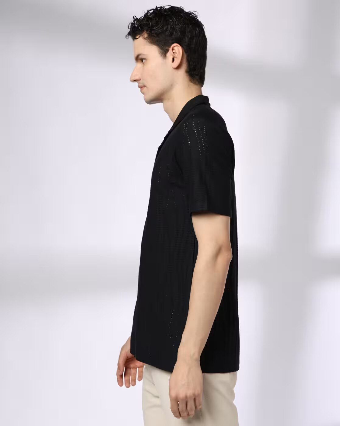 KNITTED RESORT SHIRT, JET BLACK
