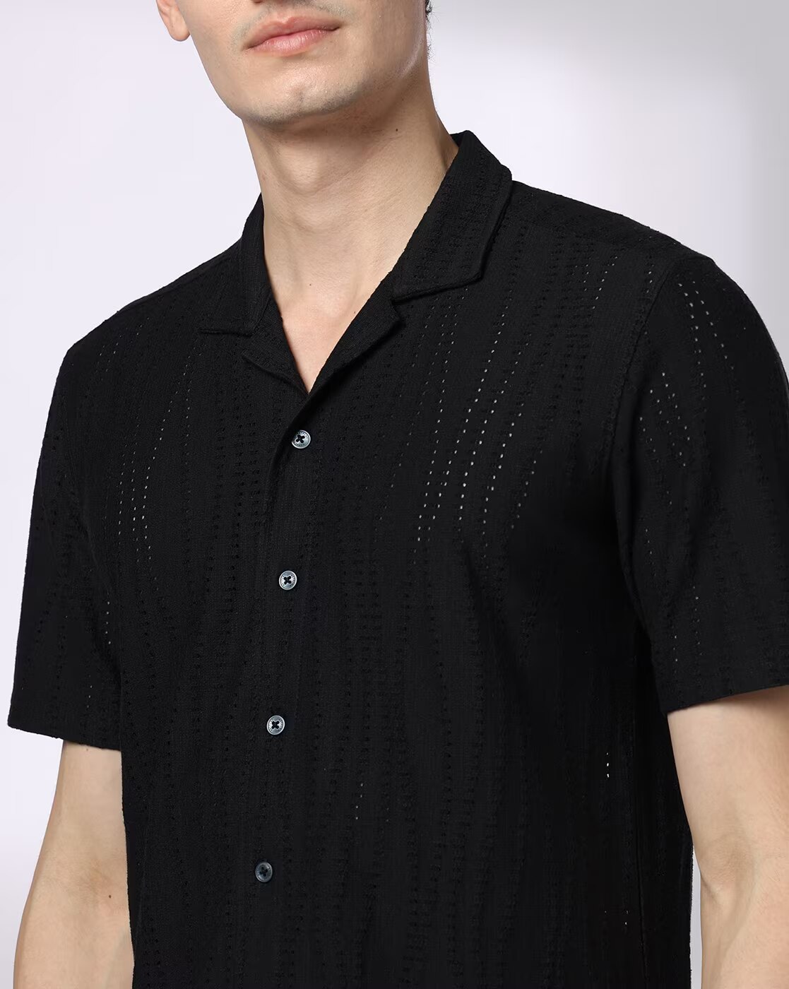 KNITTED RESORT SHIRT, JET BLACK