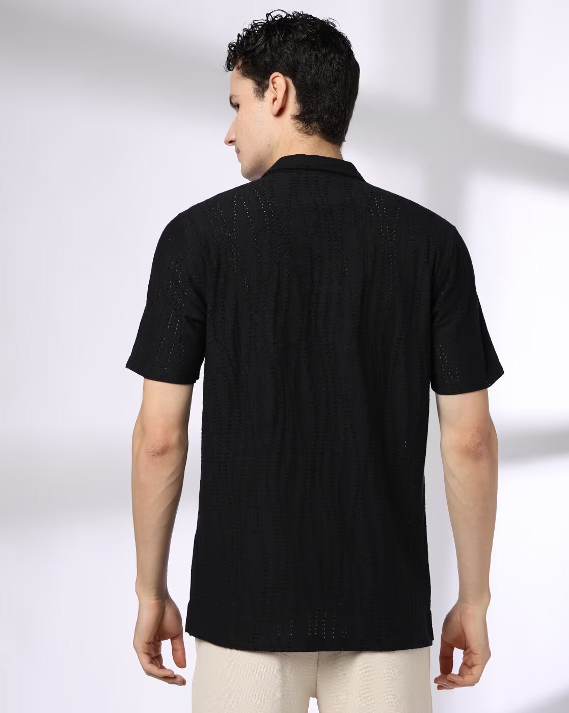 KNITTED RESORT SHIRT, JET BLACK