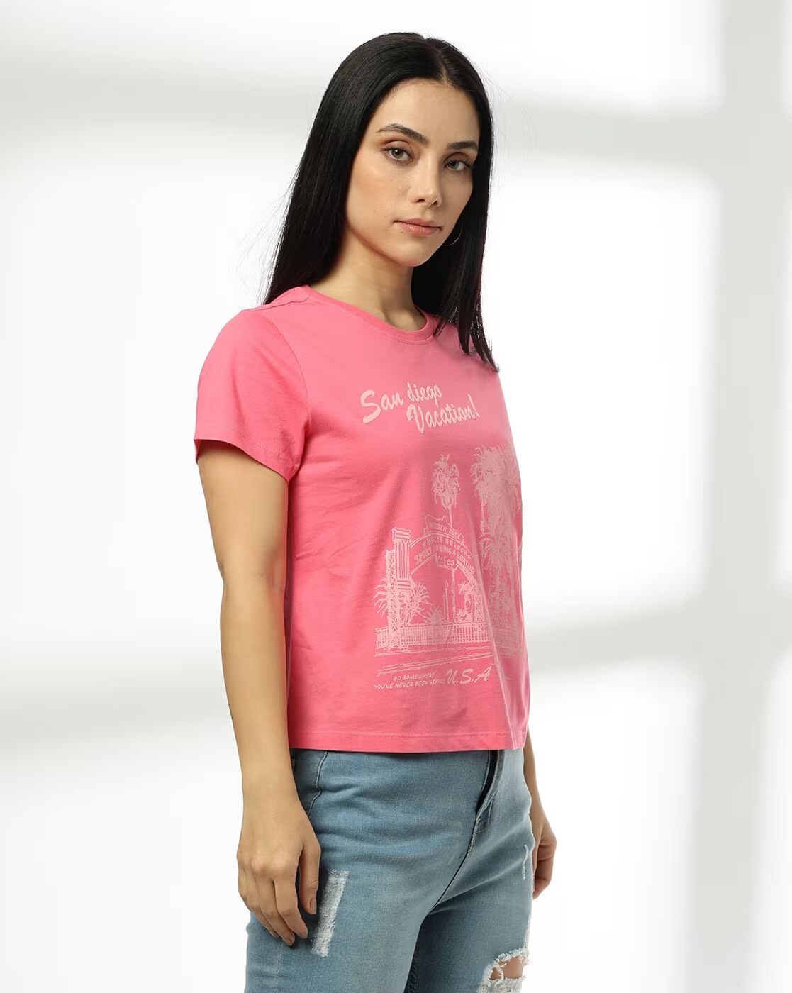 SAN DIEGO VACATION REGULAR CROP, PINK, S