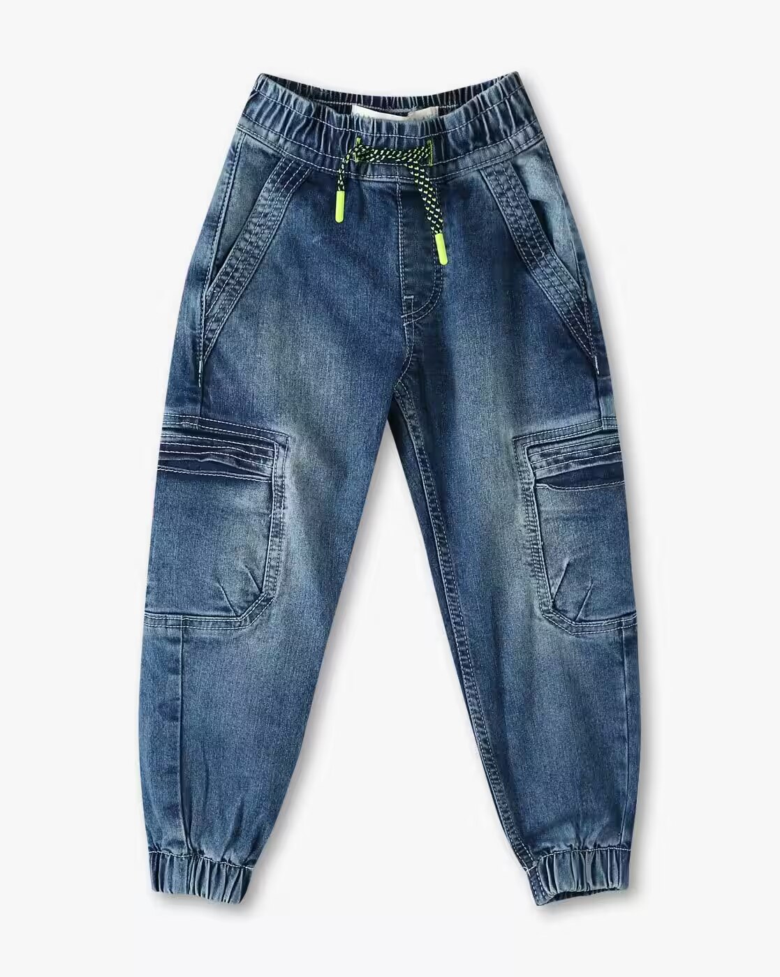 DENIM CARGO JOGGER, BLUE, 7-8Y