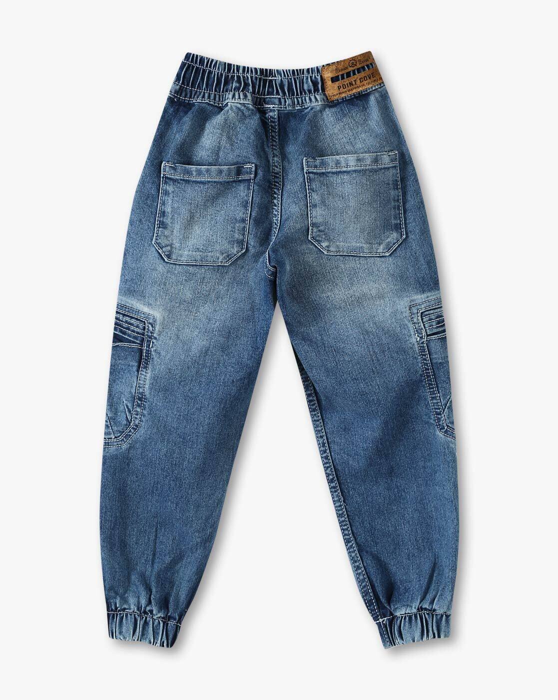 DENIM CARGO JOGGER, BLUE, 7-8Y