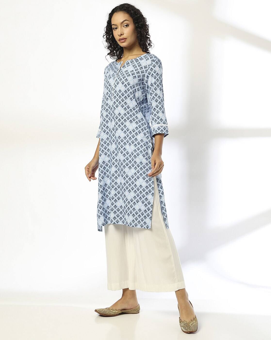 AOP 3 BUTA LACE PLACKET SIDE, INDIGO, S
