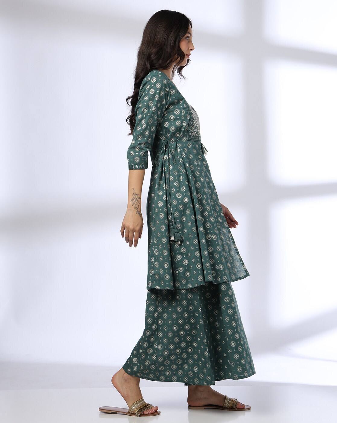 Green Short Kurta, GREEN, M