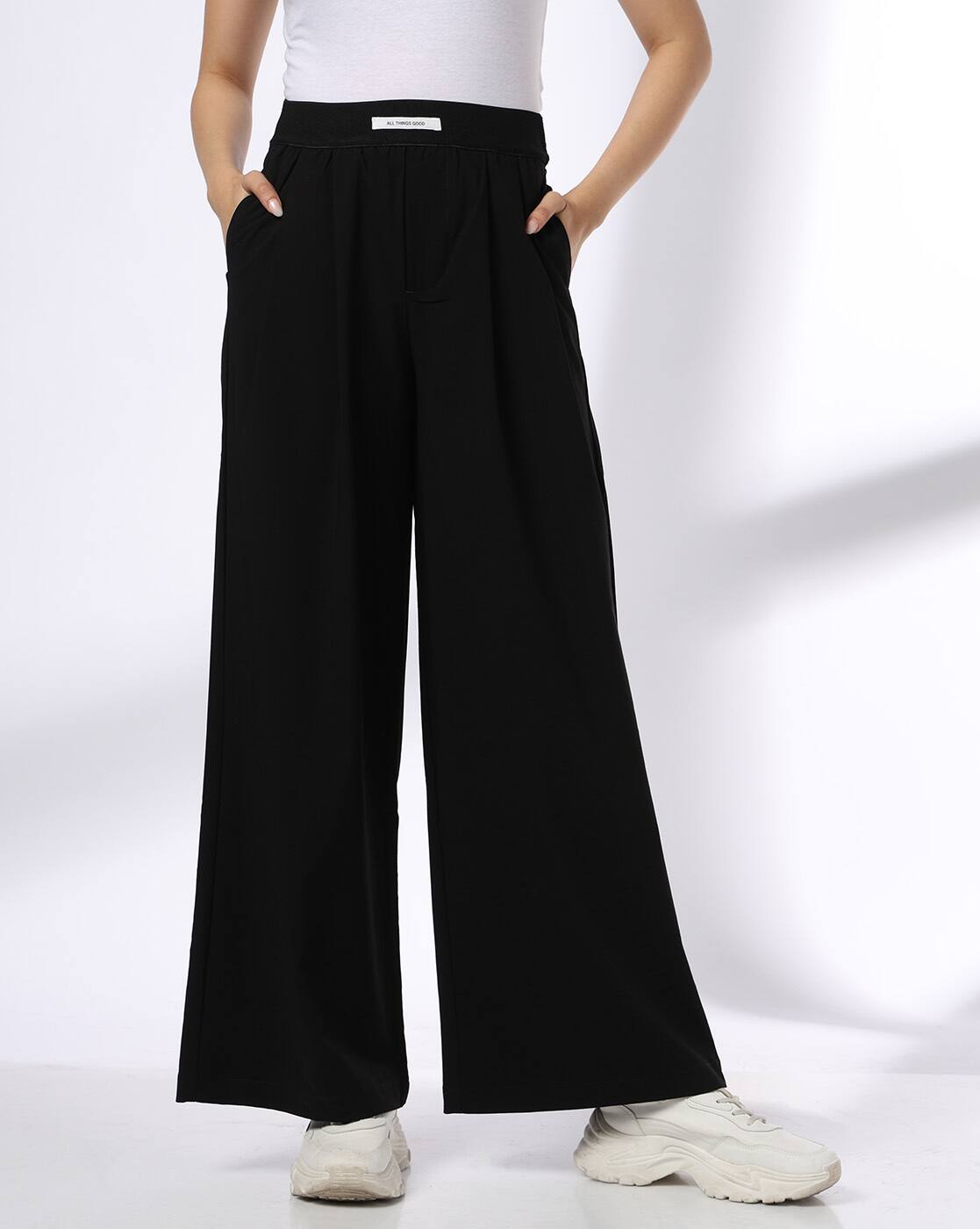 FLARED PANTS, BLACK, L