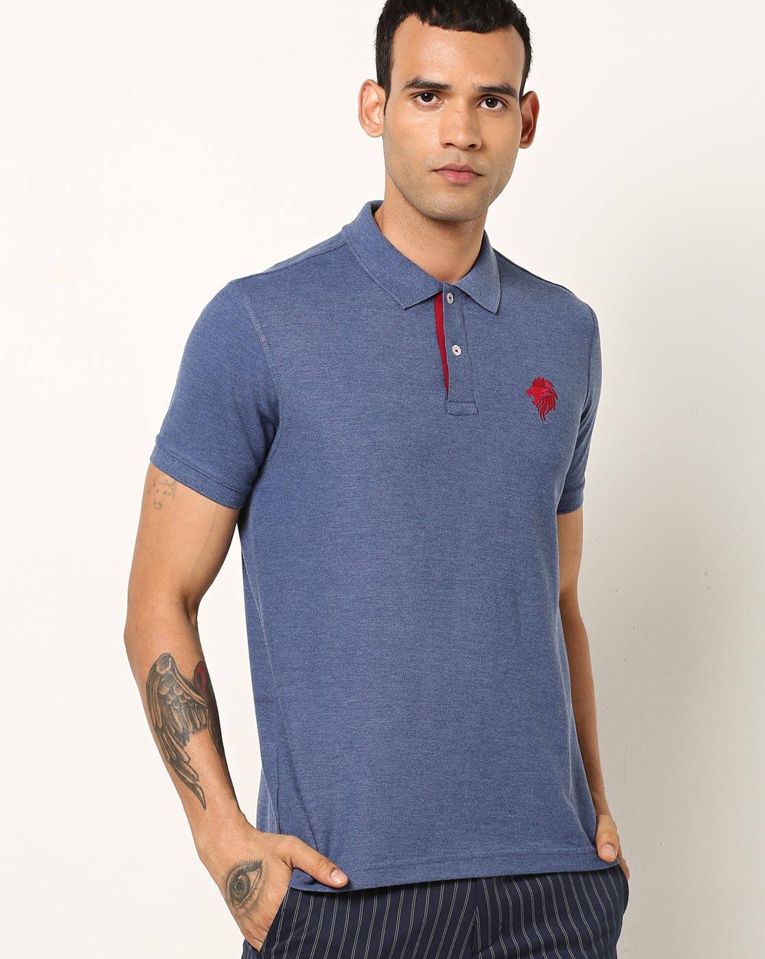 Netplay Brand Buy NETPLAY Regular Fit Heathered Polo T-Shirt with Brand Logo Online ...